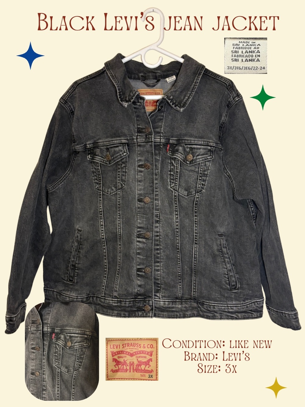 Plus Size Levi's Black Denim Jacket